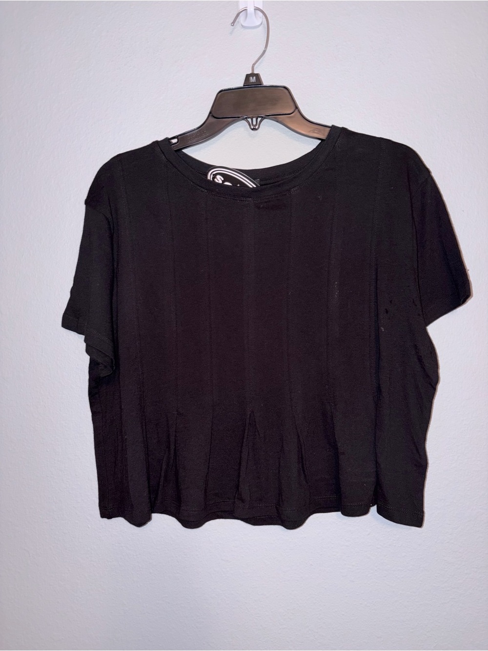 Scoop Pleated Cropped Cotton Shirt Size S